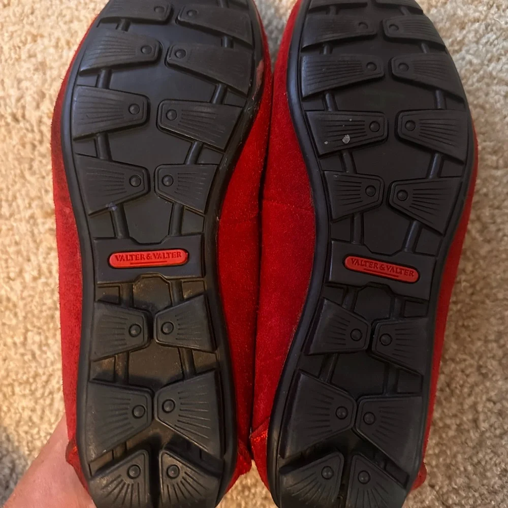 Valter & Valter Men’s Red Suede Leather Casual Shoes Loafers Driving Moccasins